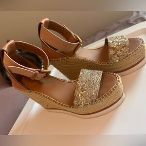 See by Chloe metallic wedges